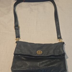 Tory Burch Black Leather Crossbody with Gold Details